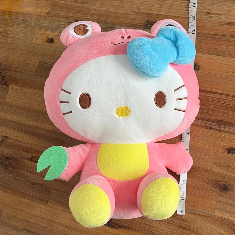 Hello Kitty Frog Costume Plush - Pink, Yellow, and Blue